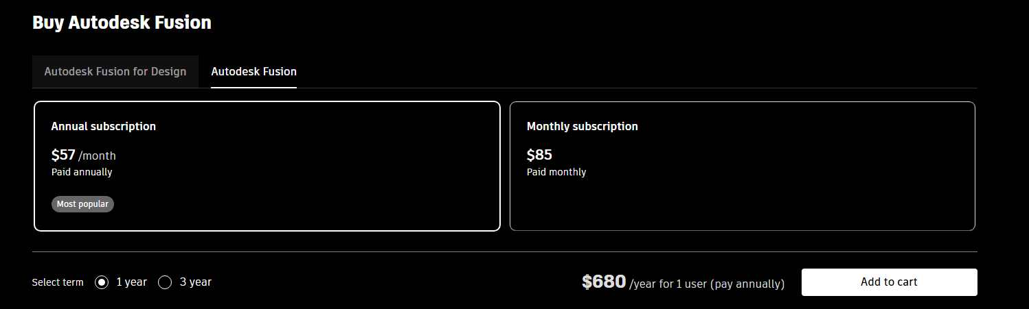 fusion 360 price
